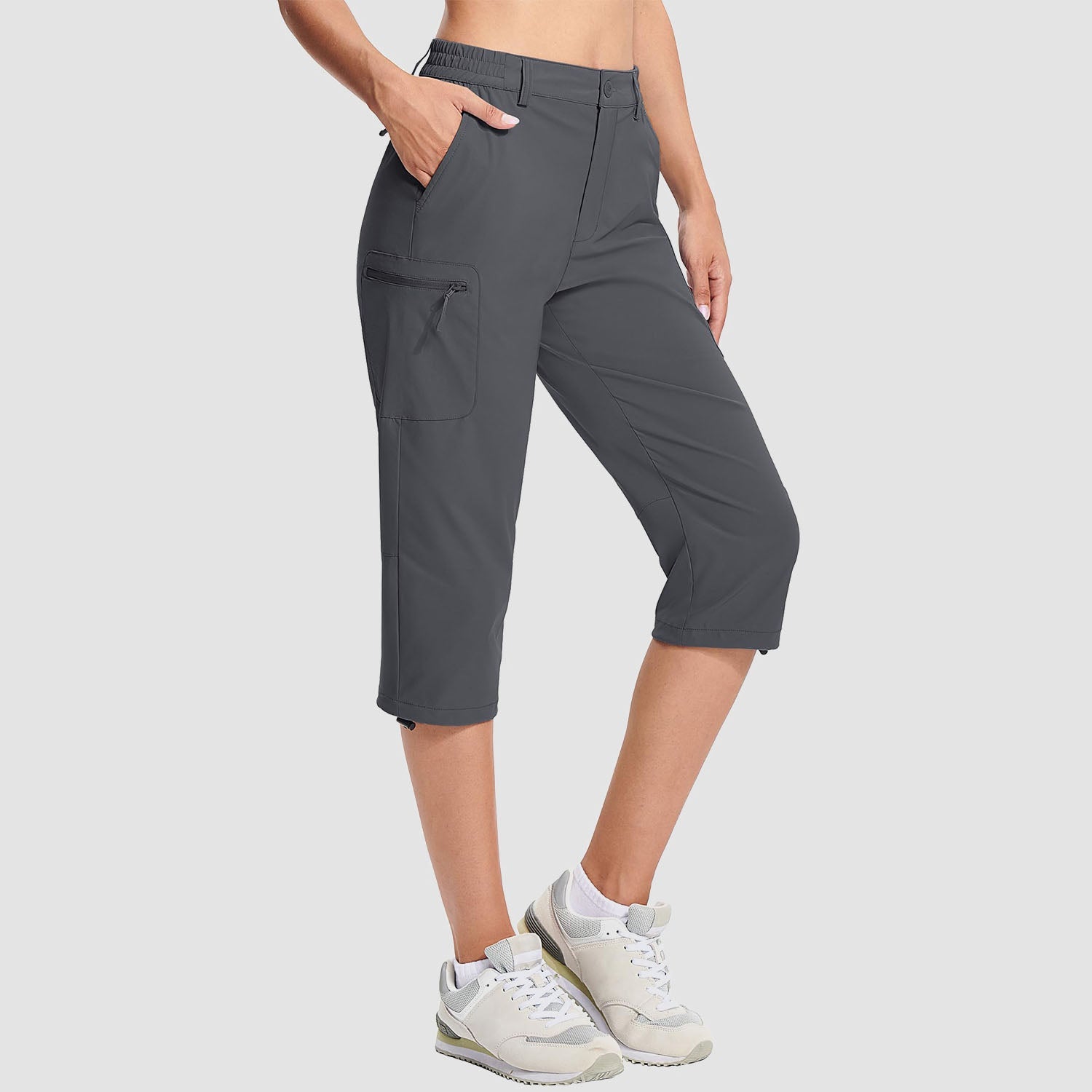 Women's Lightweight Water-Resistant Hiking Capris with 5 Pockets