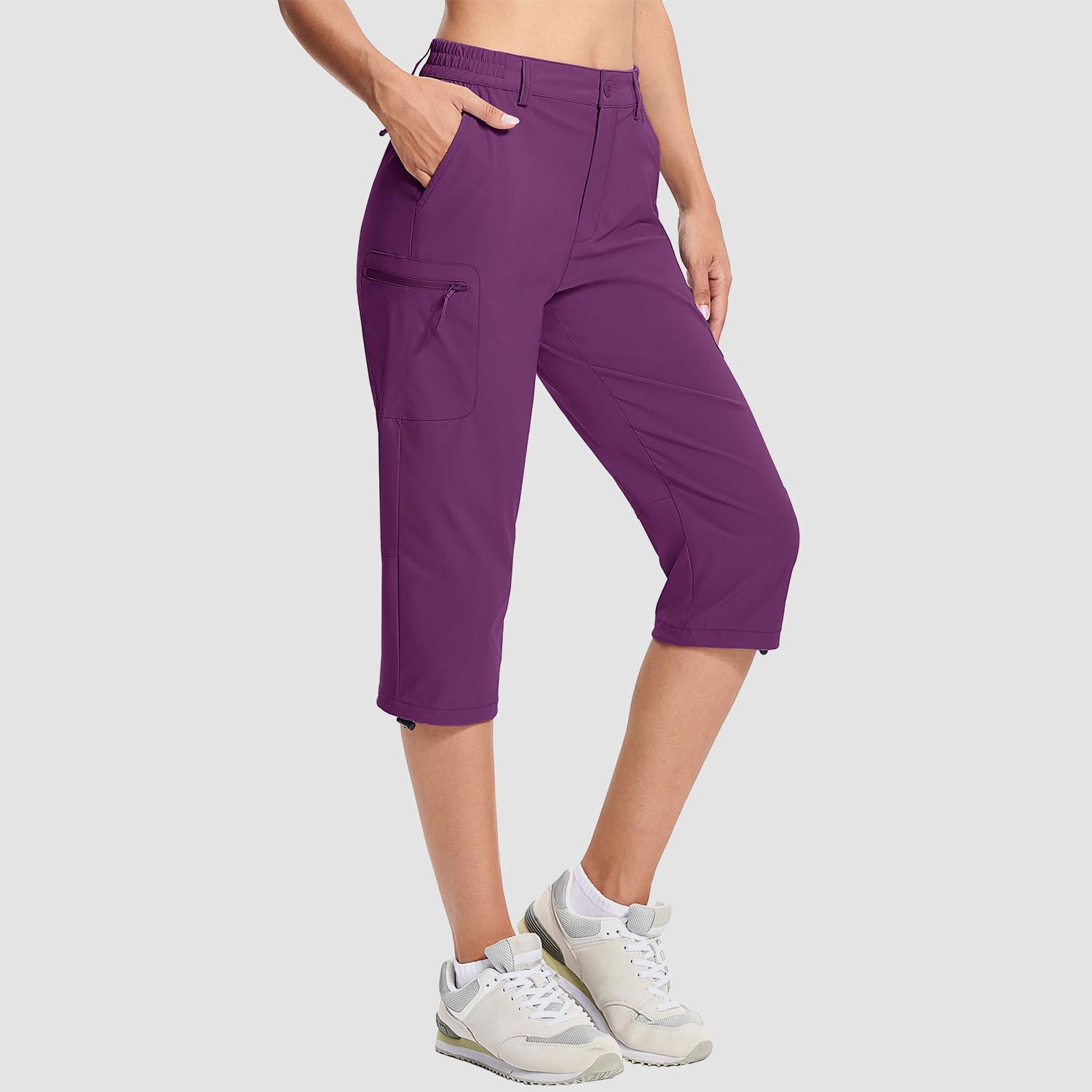 Women's Lightweight Water-Resistant Hiking Capris with 5 Pockets