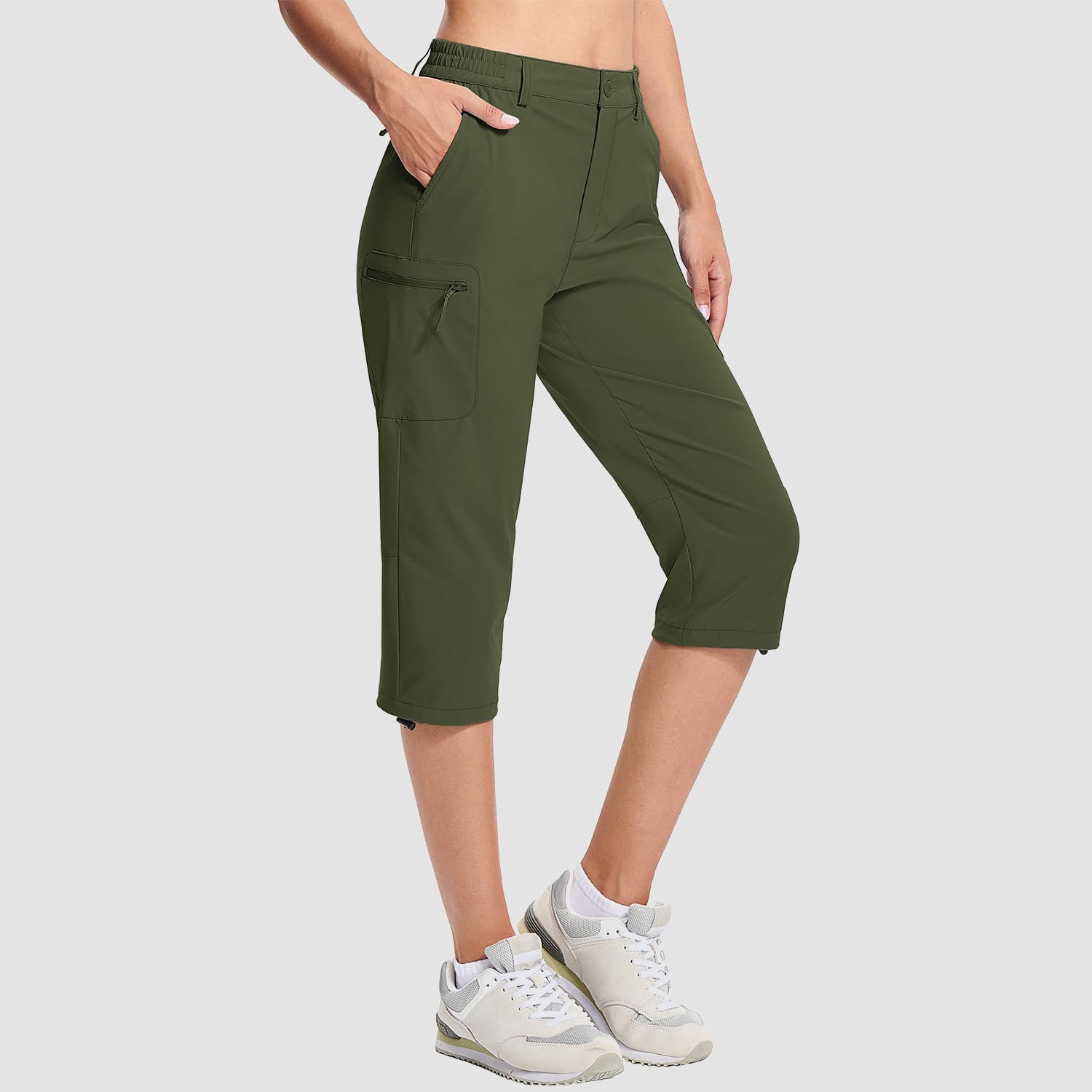 Women's Lightweight Water-Resistant Hiking Capris with 5 Pockets