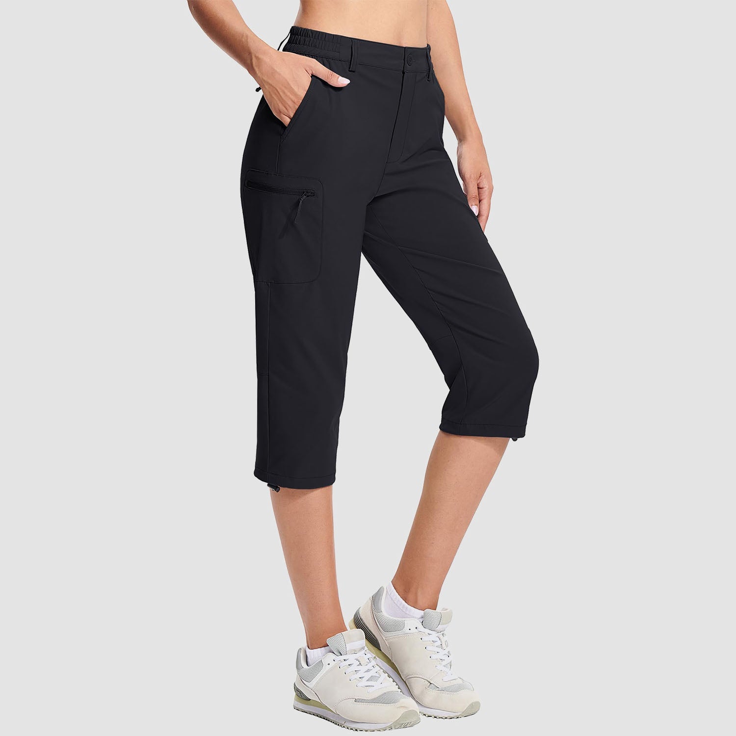 Women's Lightweight Water-Resistant Hiking Capris with 5 Pockets