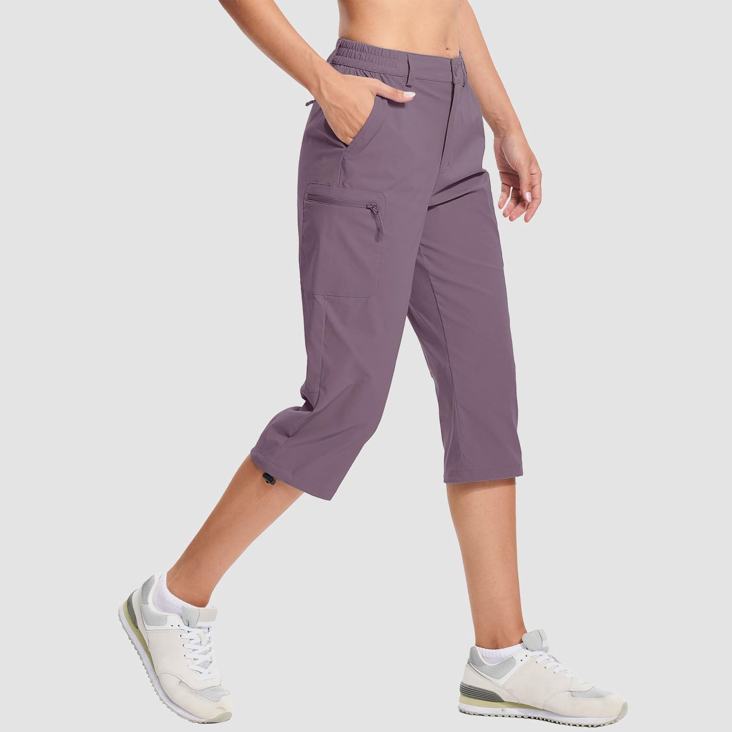 Women's Lightweight Water-Resistant Hiking Capris with 5 Pockets
