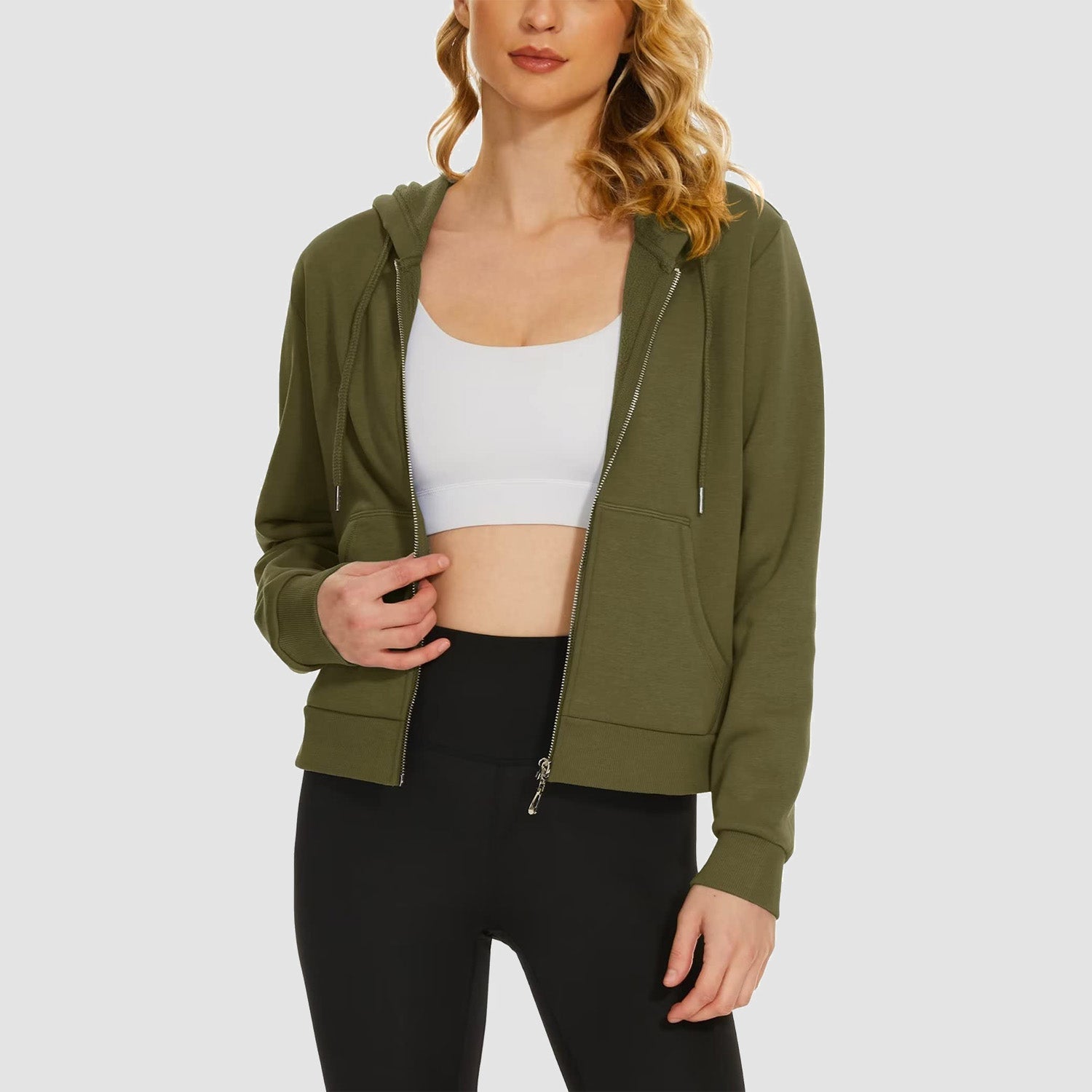 Women's Bomber Hoodie - Fleece-Lined & Full Zip Winter