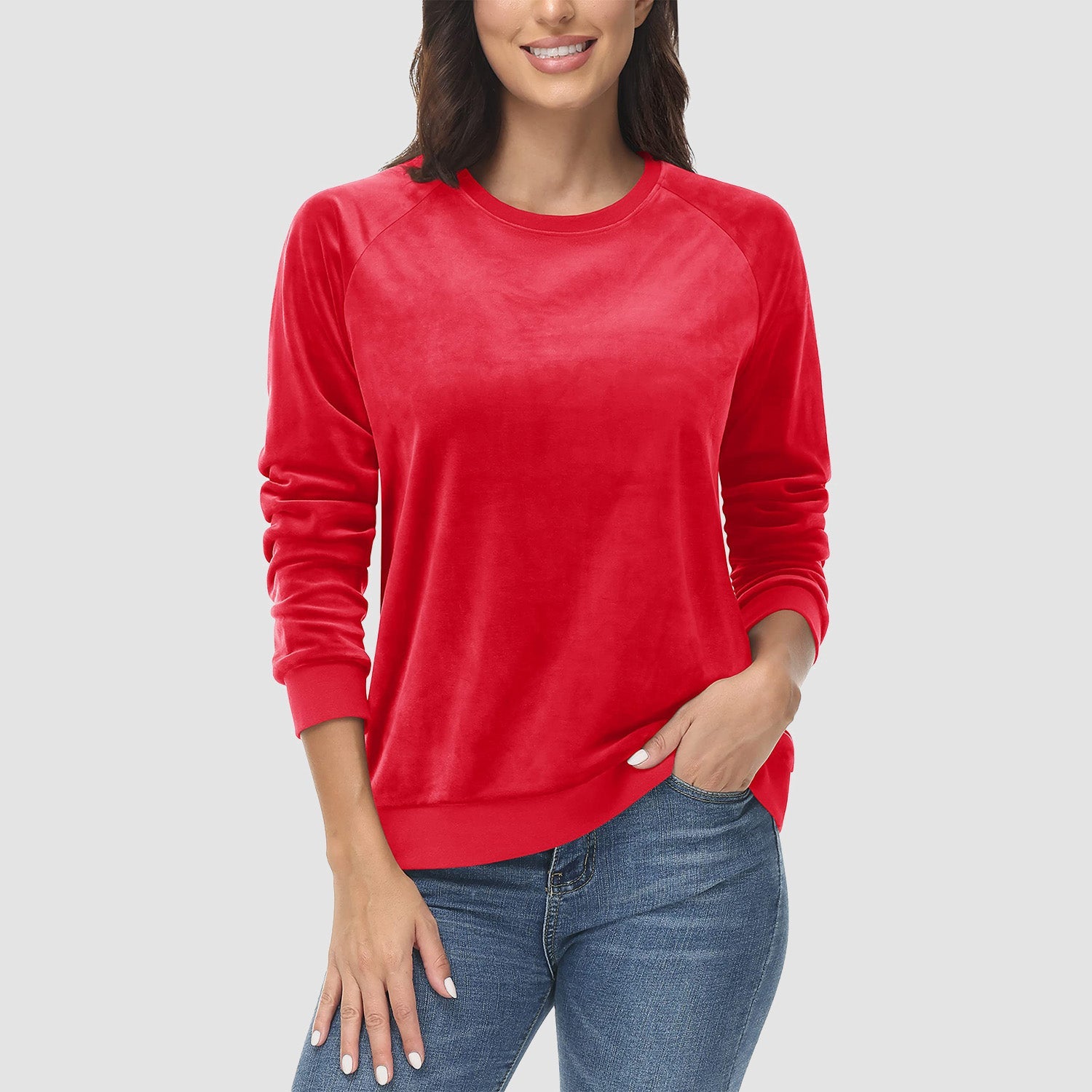Women's Fleece Sweatshirt - Crewneck & Long Sleeve