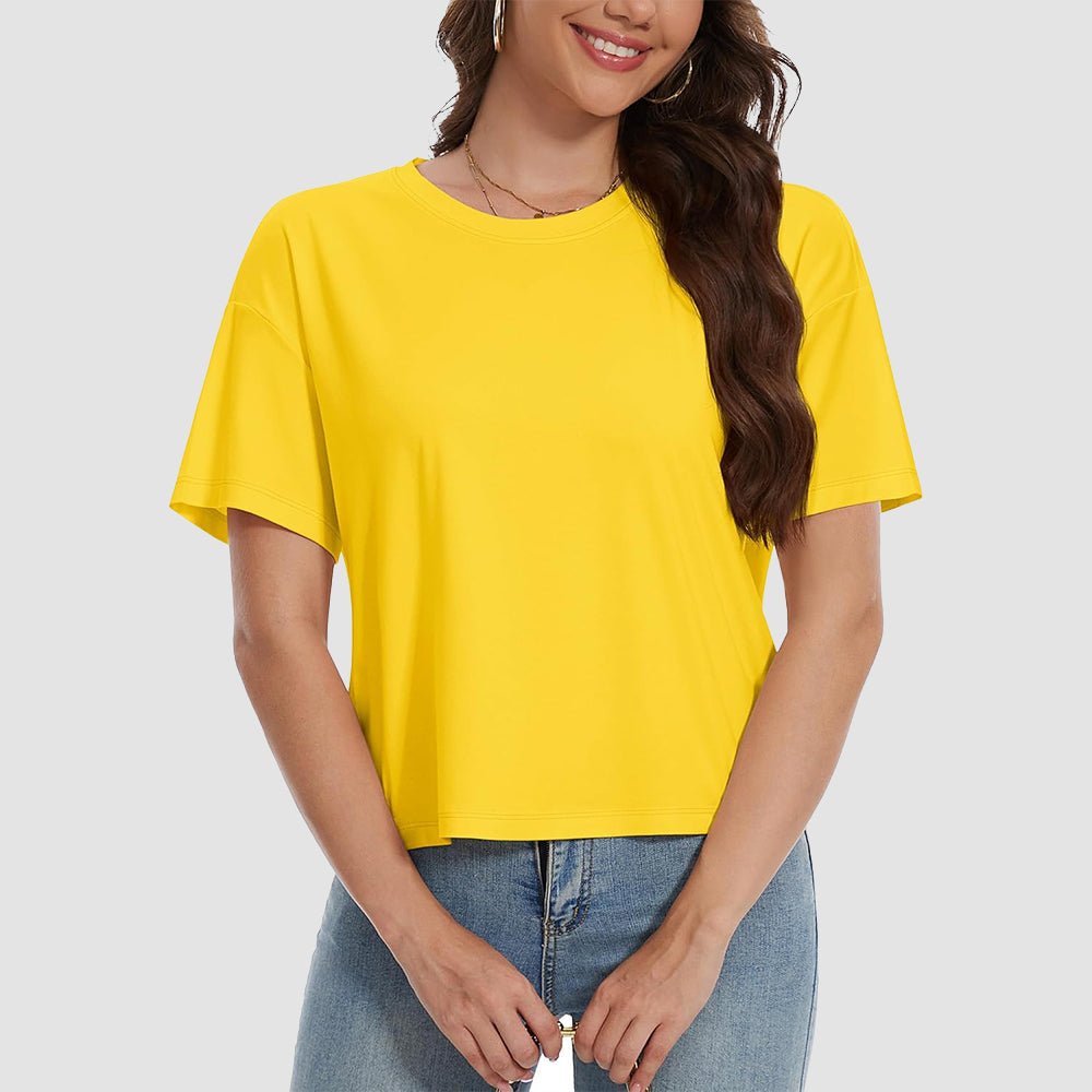 【New In】Women's Cotton UPF 50+ Summer Crop Top T-Shirt - veyora