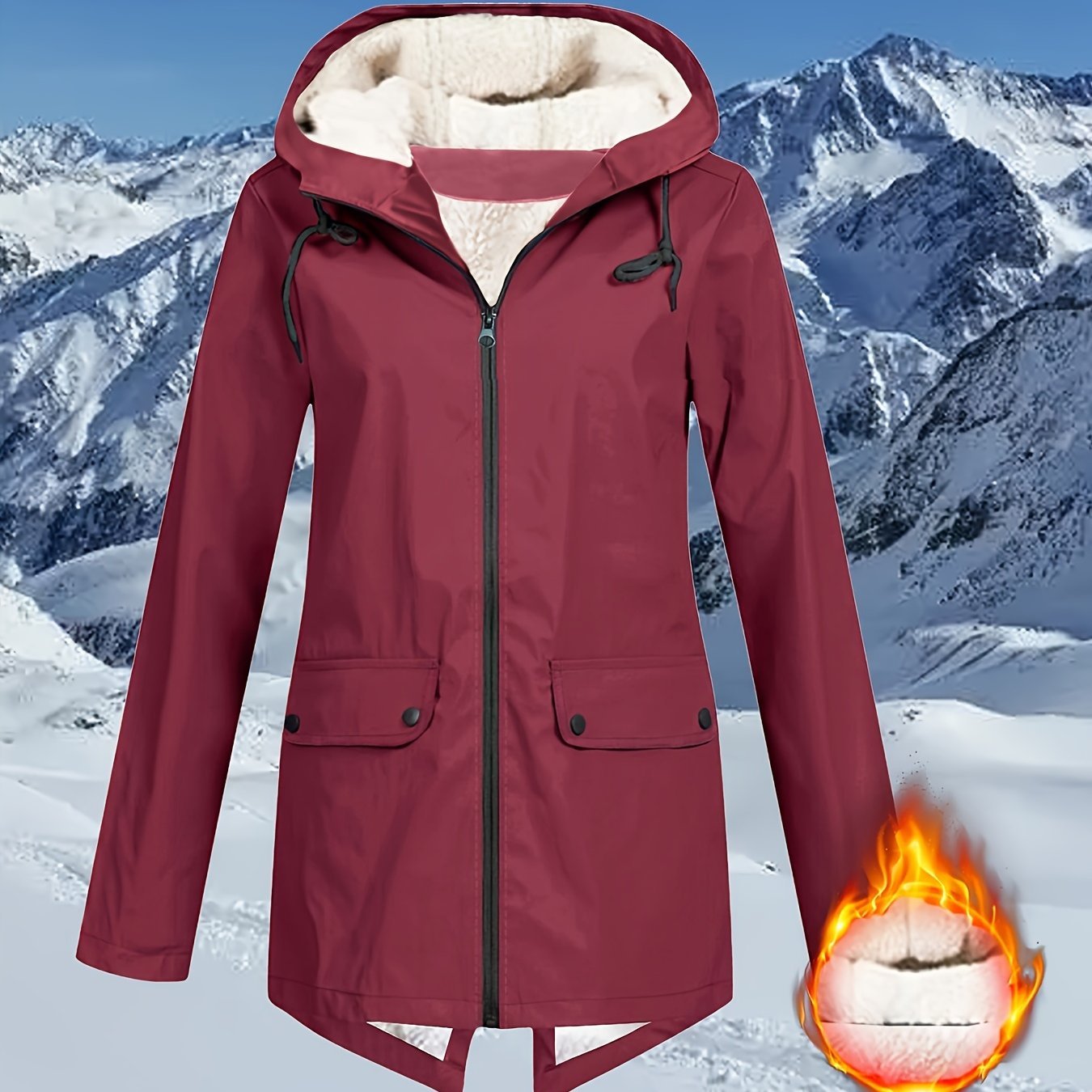 Women's High Quality Hooded Windbreaker Jacket - Navy Blue with Faux Fur Trim, Zippered Pockets, and Adjustable Hood for Outdoor Winter Activities, Cold Weather Apparel | Casual Outdoor Style | Plush Lined Comfort - veyora