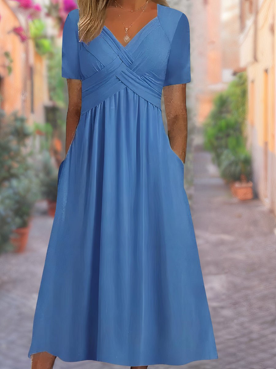 Aria™ - Comfortable V - Neck Dress - veyora