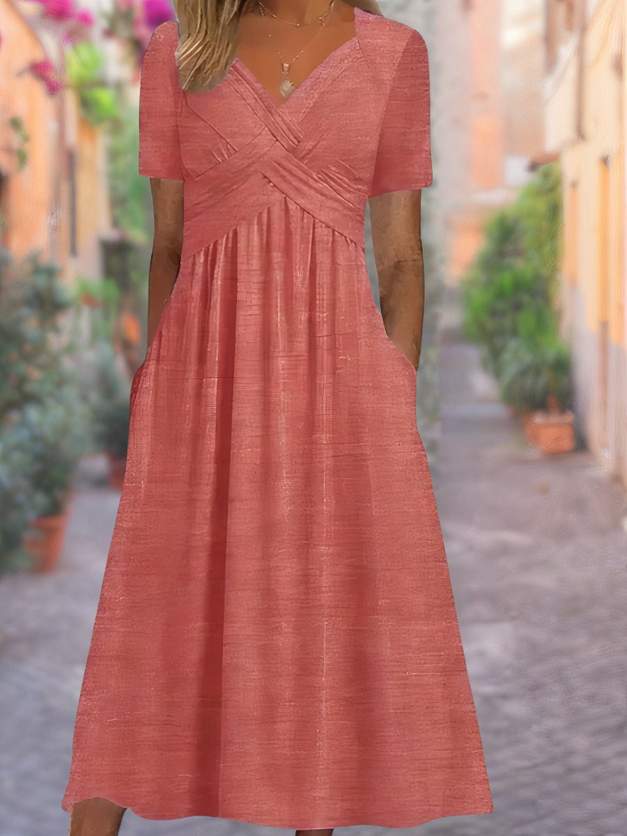 Aria™ - Comfortable V - Neck Dress - veyora