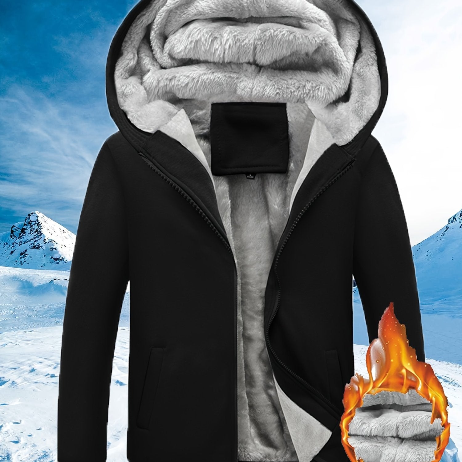 Color Block Fleece Hooded Jacket - Winter Warm Zipper Casual Hoodie - Women's Clothing - veyora