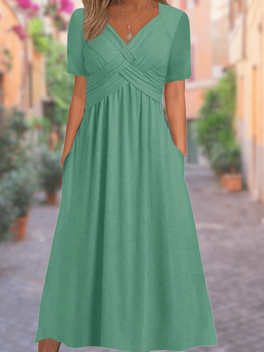 Aria™ - Comfortable V - Neck Dress - veyora