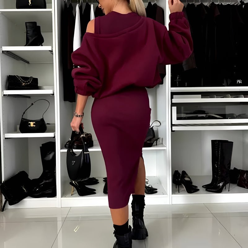 Aria™ - Elegant Two - piece Set (Dress + Pullover) - veyora