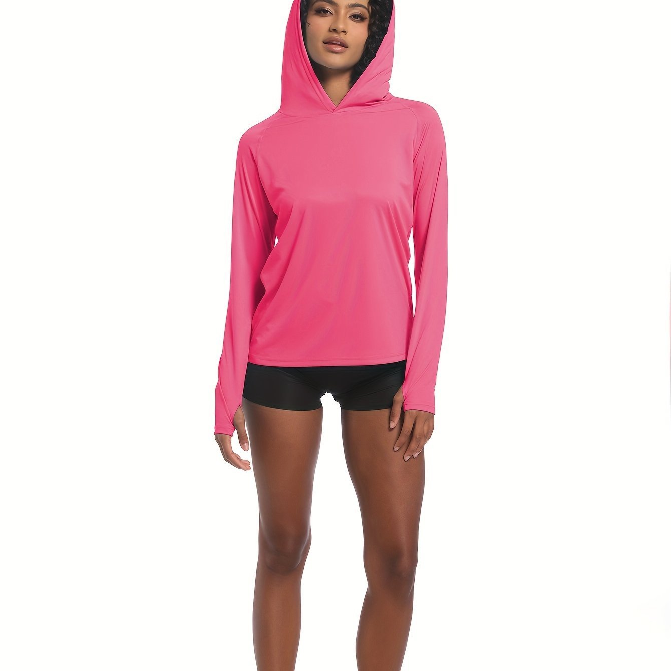 Women's Lightweight Long Sleeve Hoodie for Sun Protection - Ideal for Hiking and Fishing, Outdoor Casual Shirt, Polyester, Machine Washable - veyora