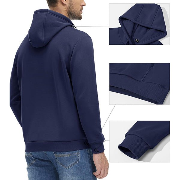 Cozy Men’s Fleece Lined Workout Hoodie with Kangaroo Pocket - veyora