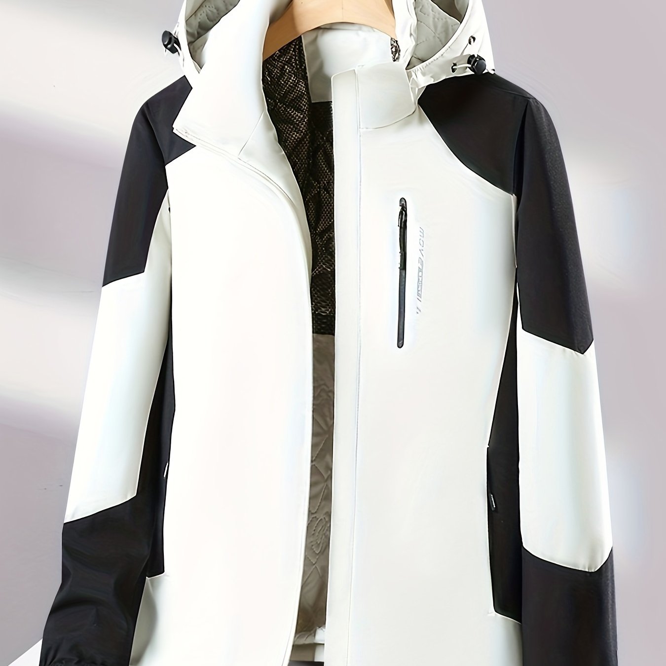 Women'S Winter Lightweight Windproof Jacket - Stylish Color Block Zip - Up Coat with Hood, Long Sleeves, and Polyester Lining for Warmth & Comfort, Ladies' Outerwear - veyora