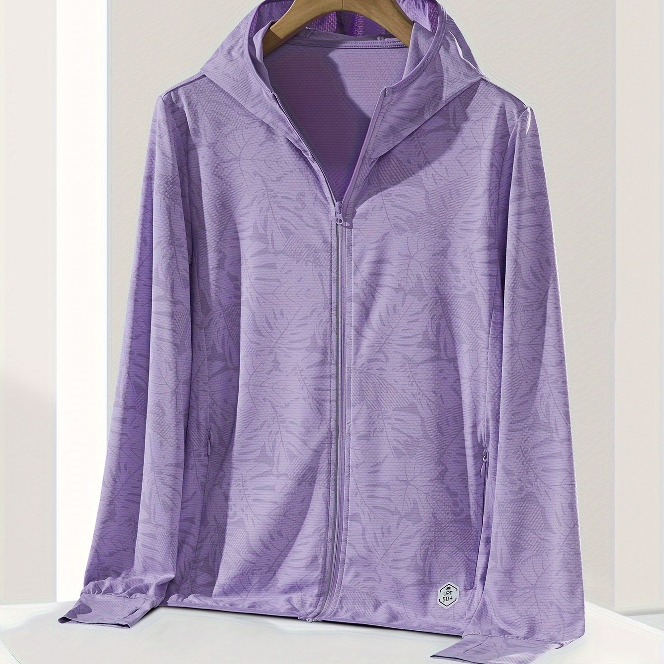 Women's Sports Jacket, Fashionable Maple Leaf Print, Stretchable, Hooded, Quick - Dry Coat - veyora