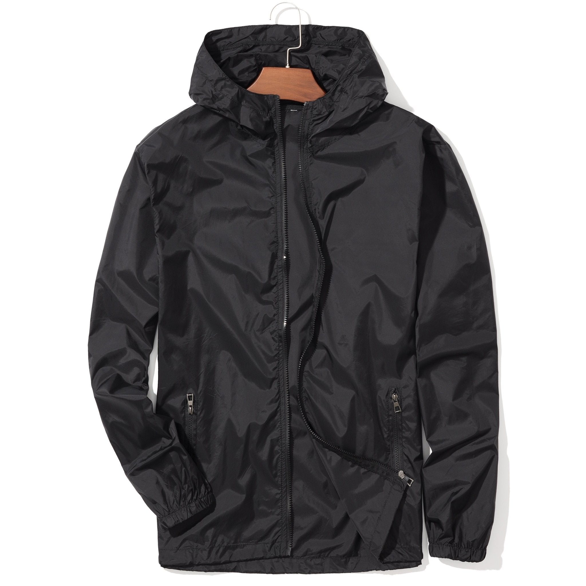 Lightweight Breathable Quick - Dry UV Protection Hooded Windbreaker Jacket for Men & Women - Spring Summer Outdoor Casual Wear, Bright Red with Black Accents, Machine Washable - veyora