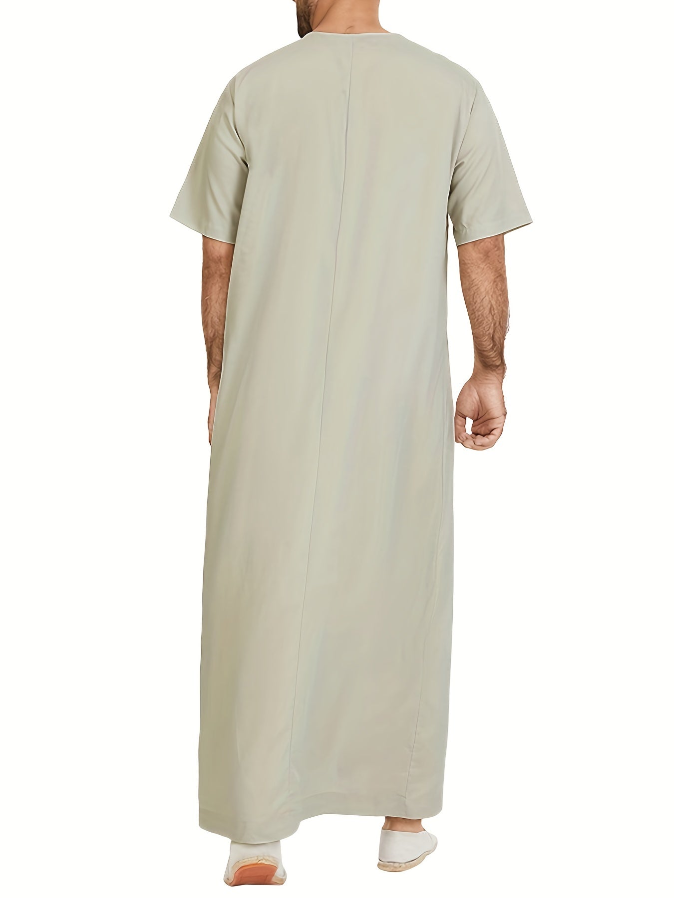 INCERUN Men's Vintage Arabic Thobe | Casual Polyester-Spandex Blend | O-Neck Short Sleeve Robe | Gradient Color | Machine Washable & Dry Clean Safe | Traditional Saudi Style Jubba Thobe | Autumn Collection, Autumn Thobe | Saudi Style Robe | Seamless Fini