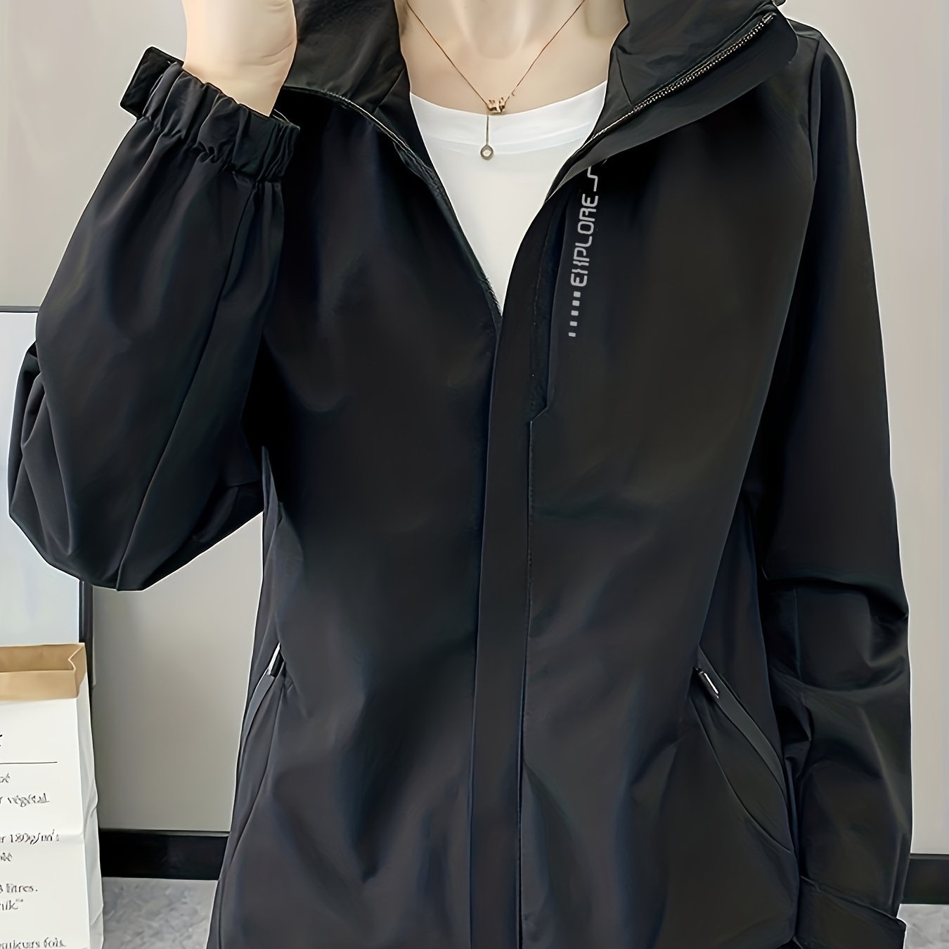 Women's Lightweight Windproof Hooded Jacket - Breathable, Comfortable Outdoor Coat for Fall & Winter Activities, Purple, Zip - Up Design with Pockets, Perfect for Hiking & Casual Wear - veyora