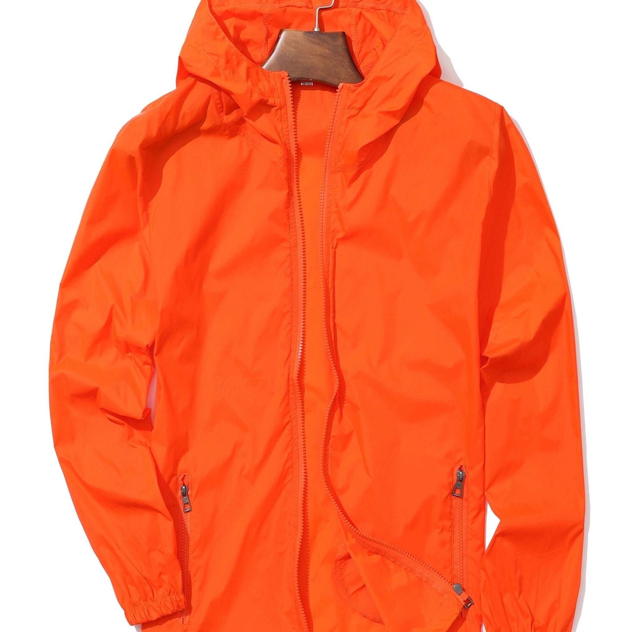 Lightweight Breathable Quick - Dry UV Protection Hooded Windbreaker Jacket for Men & Women - Spring Summer Outdoor Casual Wear, Bright Red with Black Accents, Machine Washable - veyora