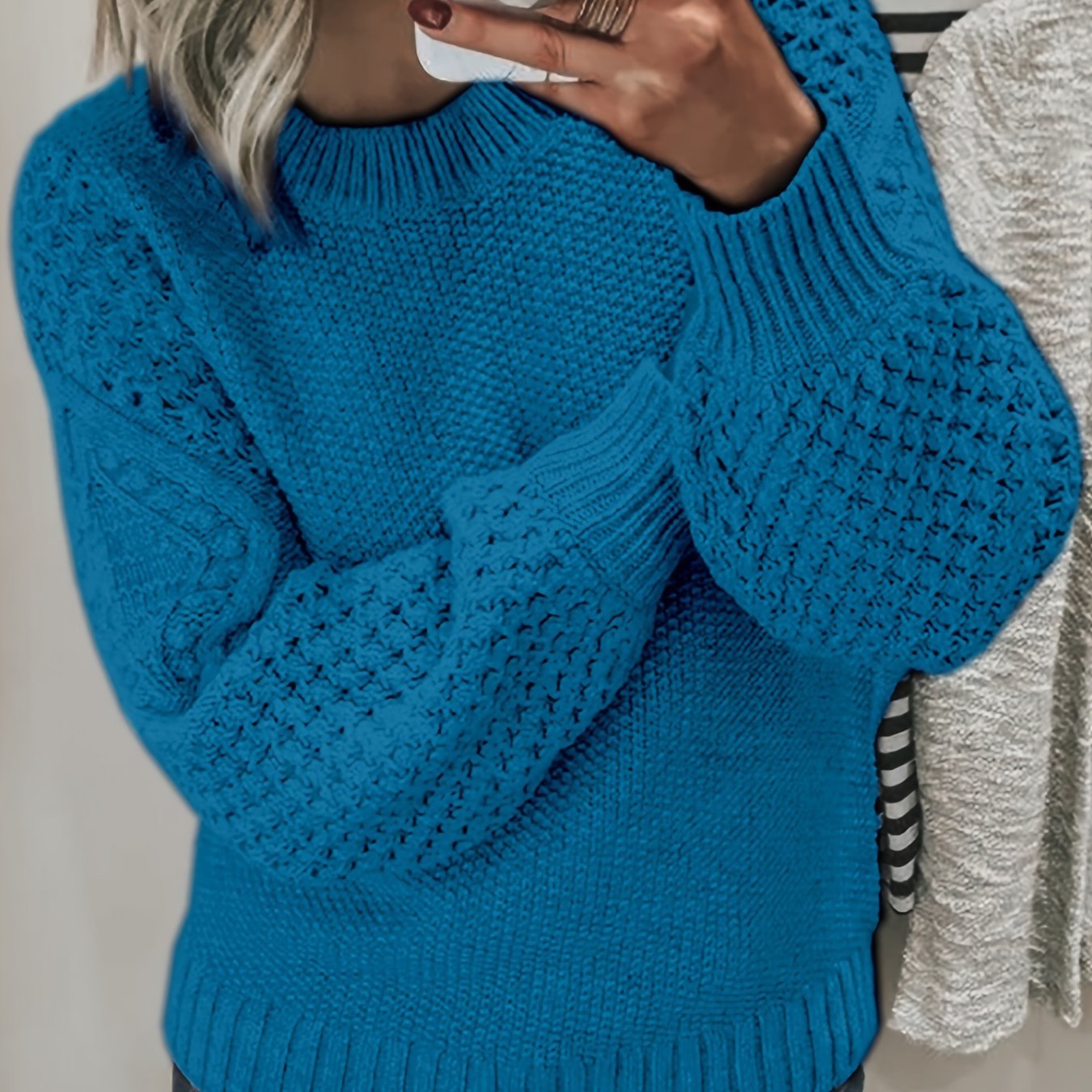 Cozy Womens Crew Neck Pullover Sweater - Soft Knit, Long Sleeve, Solid Color - Perfect for Fall & Winter Wardrobe - Fashionable and Warm Casual Style - veyora
