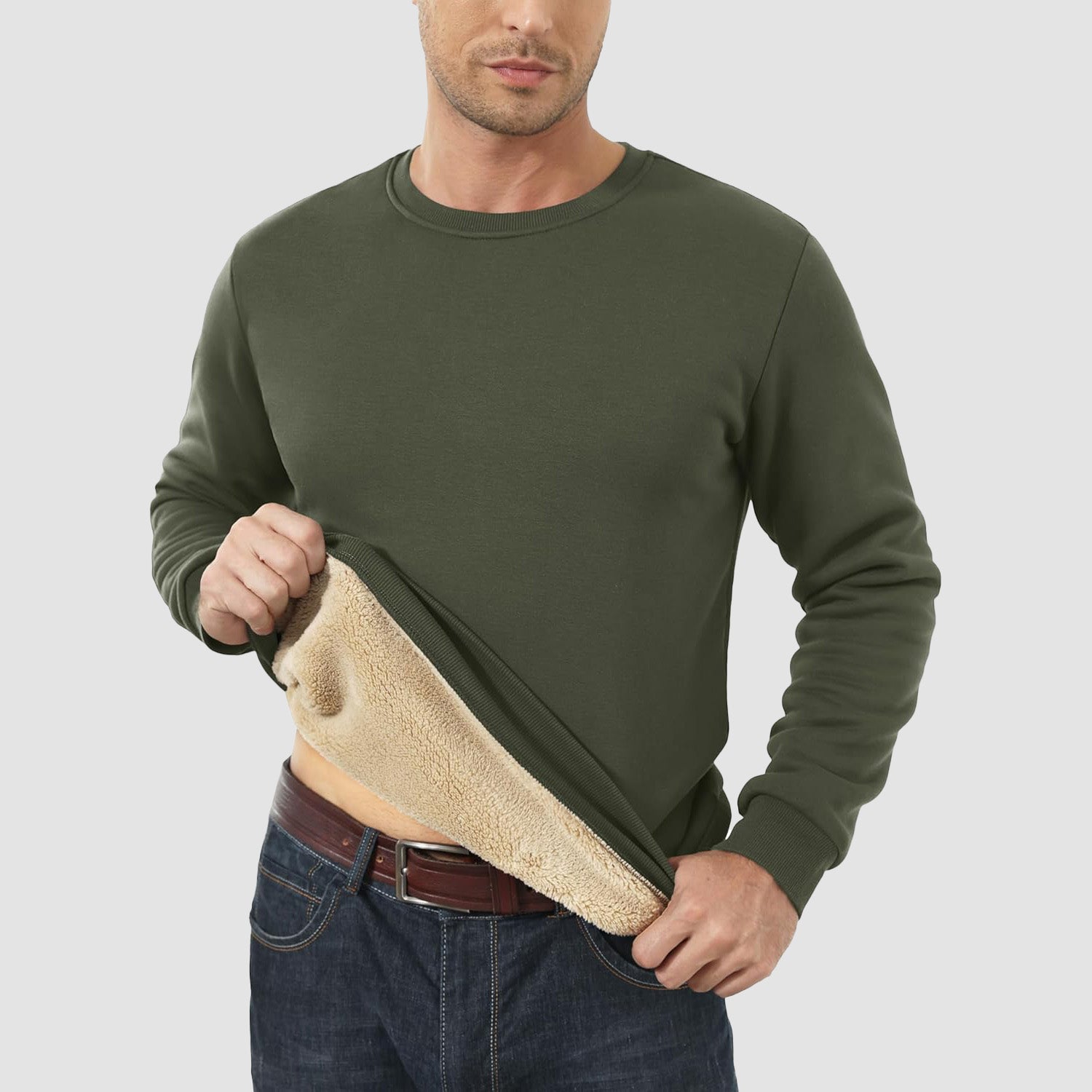 Men's Basic Pullover Crewneck Sweater Fleece Lined Sweatshirt