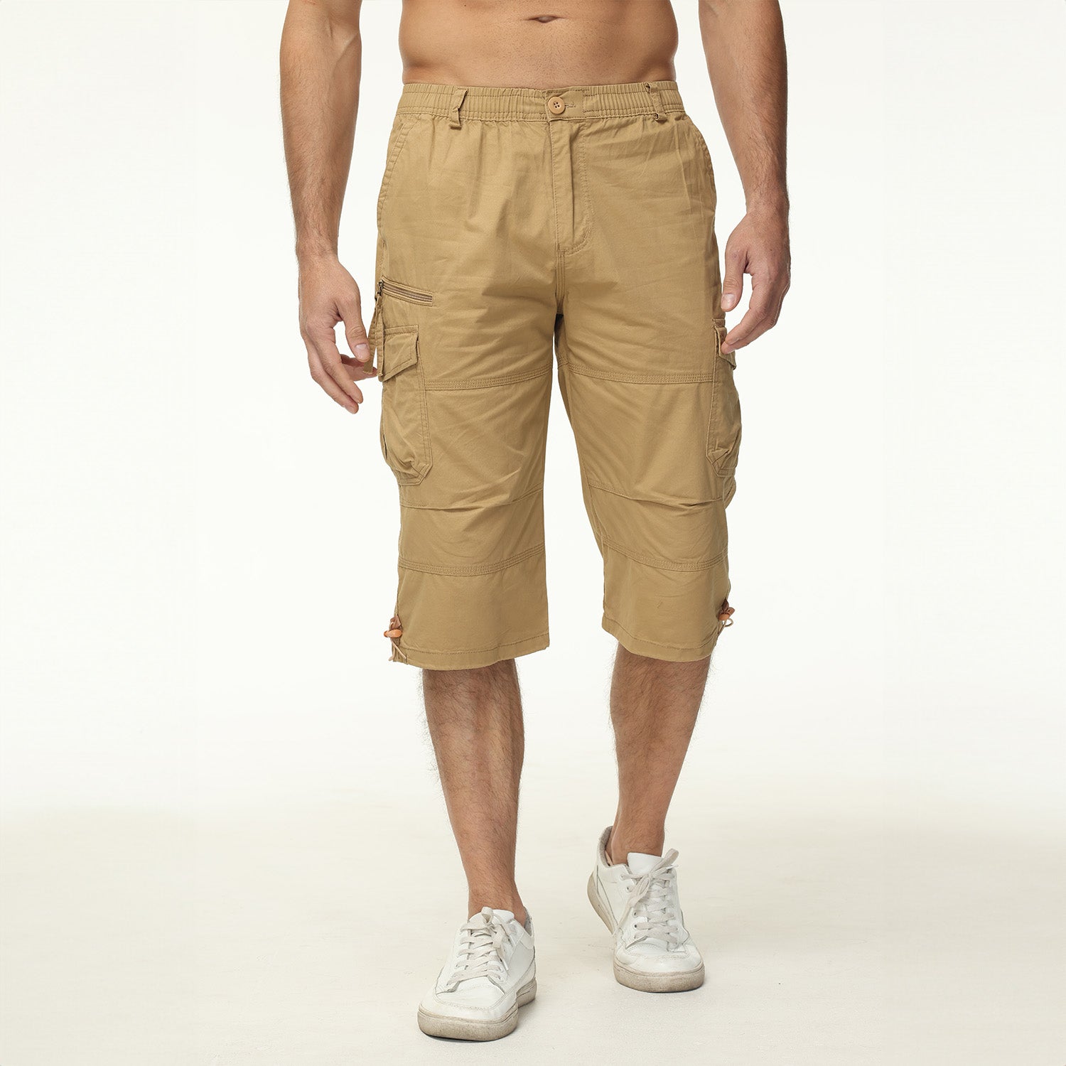 Men's Below Knee Cargo Shorts - Cotton, 7 Pockets, Work Capris