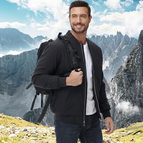 Men's Bomber Jacket, Quilted & Windproof with Pockets - veyora