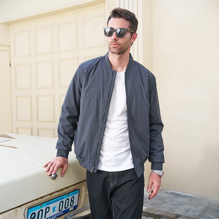 Men's Bomber Jacket, Quilted & Windproof with Pockets - veyora