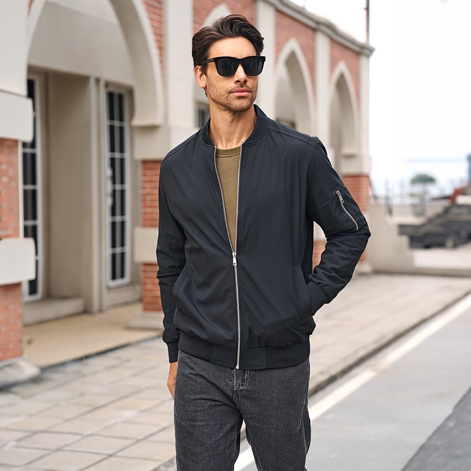 Men's Bomber Jacket Lightweight Windproof Casual Jacket - veyora