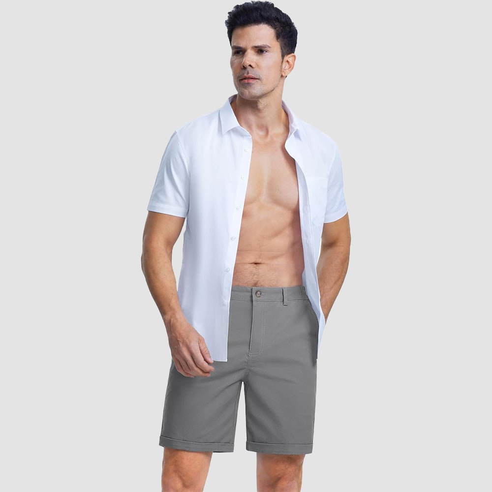 Men's Classic Stretch Chino Shorts with Pockets - veyora
