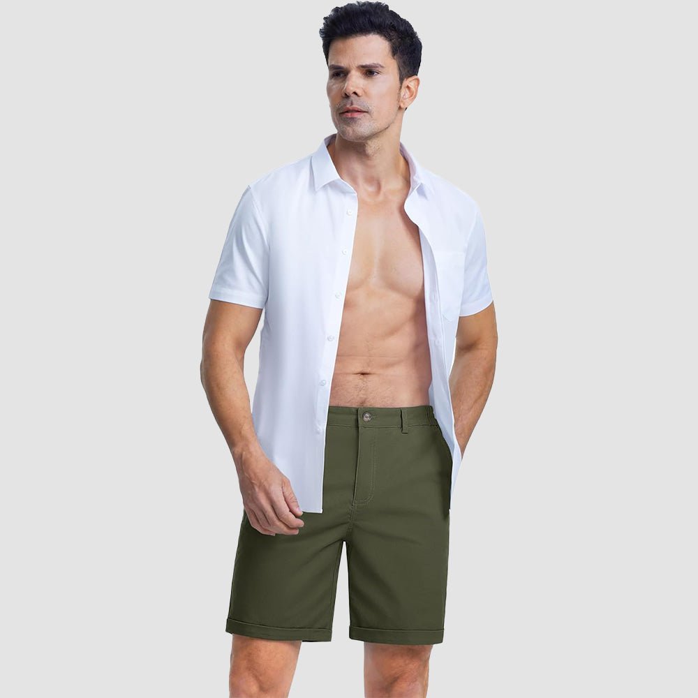 Men's Classic Stretch Chino Shorts with Pockets - veyora