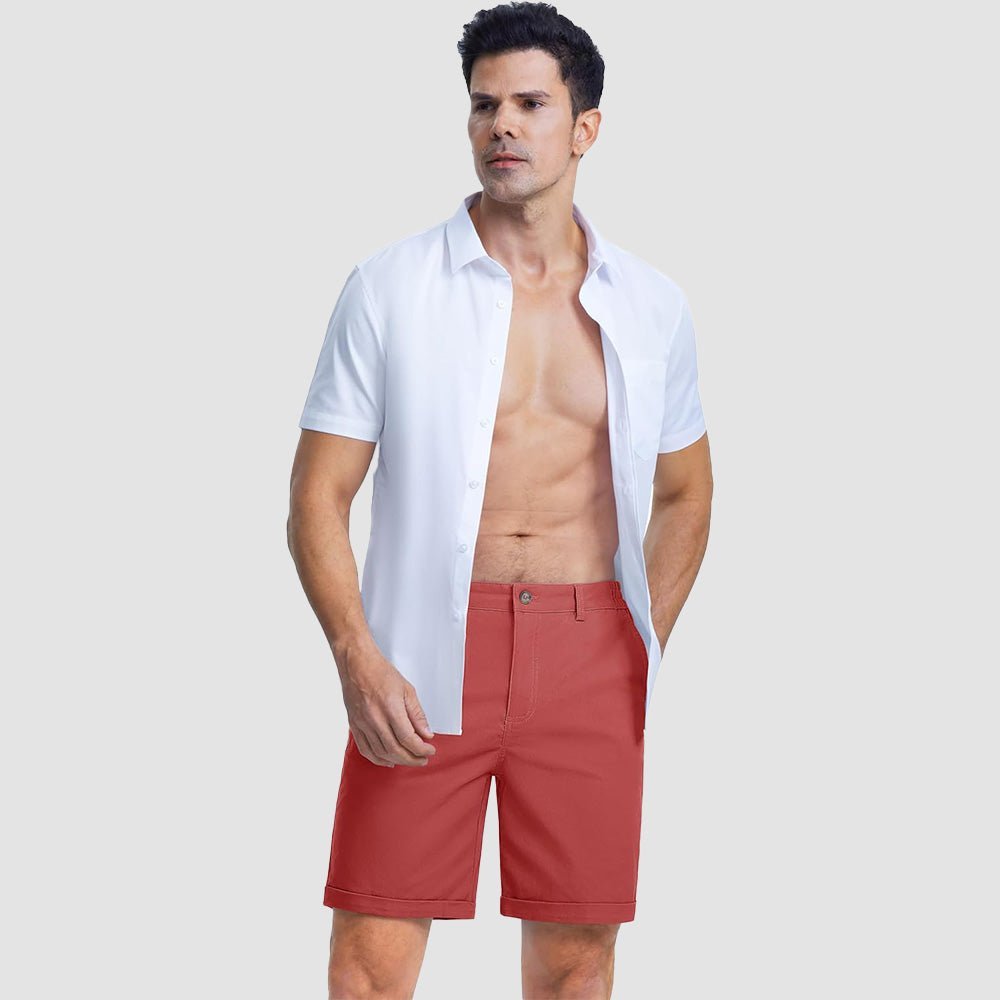 Men's Classic Stretch Chino Shorts with Pockets - veyora