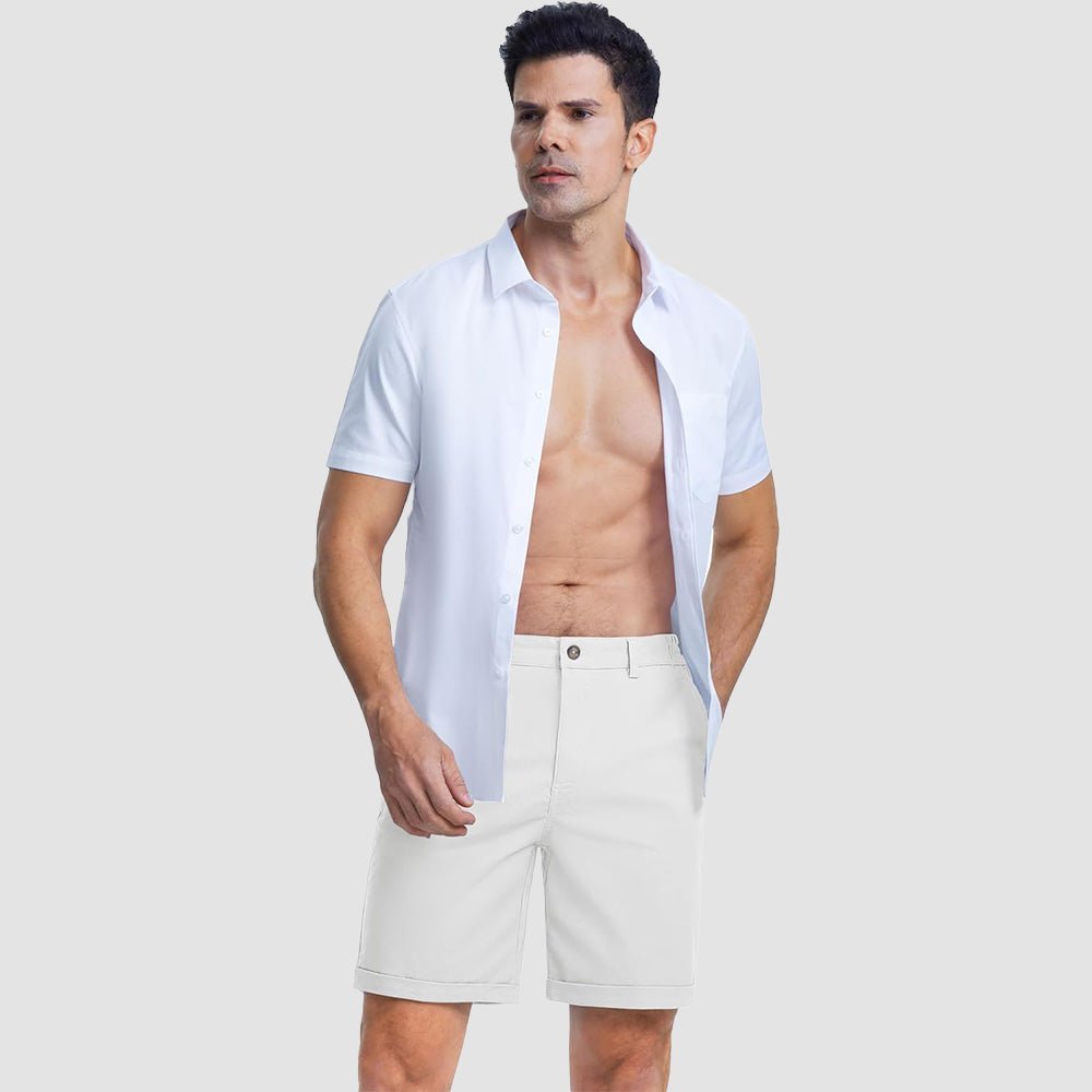 Men's Classic Stretch Chino Shorts with Pockets - veyora
