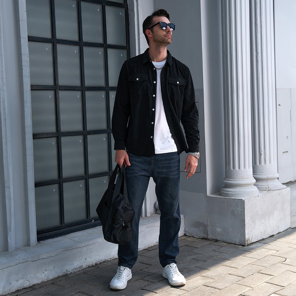 Men's Long Sleeve Corduroy Sun Protection Shirt - veyora