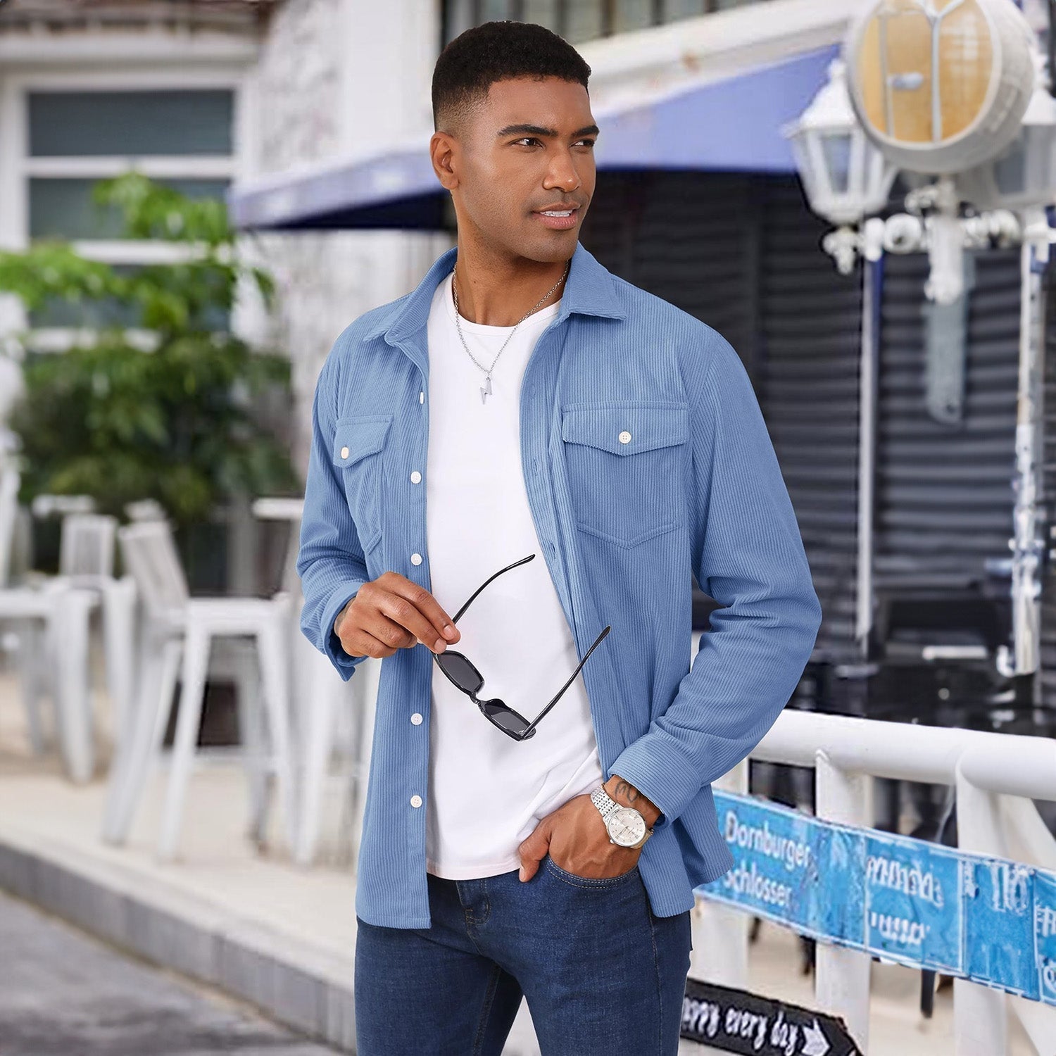 Men's Long Sleeve Corduroy Sun Protection Shirt - veyora