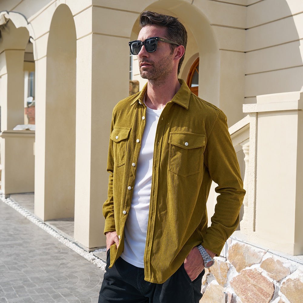 Men's Long Sleeve Corduroy Sun Protection Shirt - veyora