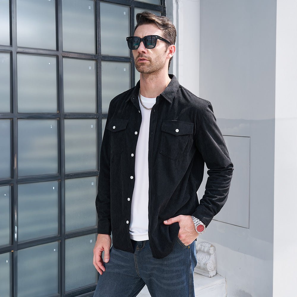 Men's Long Sleeve Corduroy Sun Protection Shirt - veyora