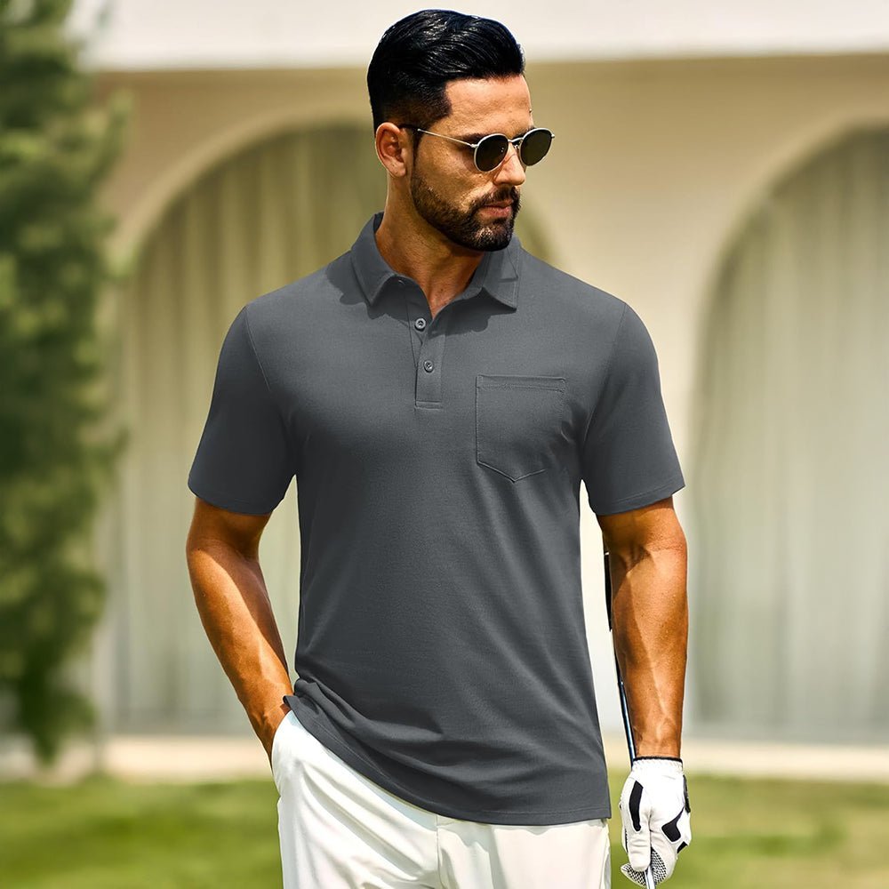 Men's Cotton Polo Shirts - Breathable Short Sleeve Golf Tee - veyora