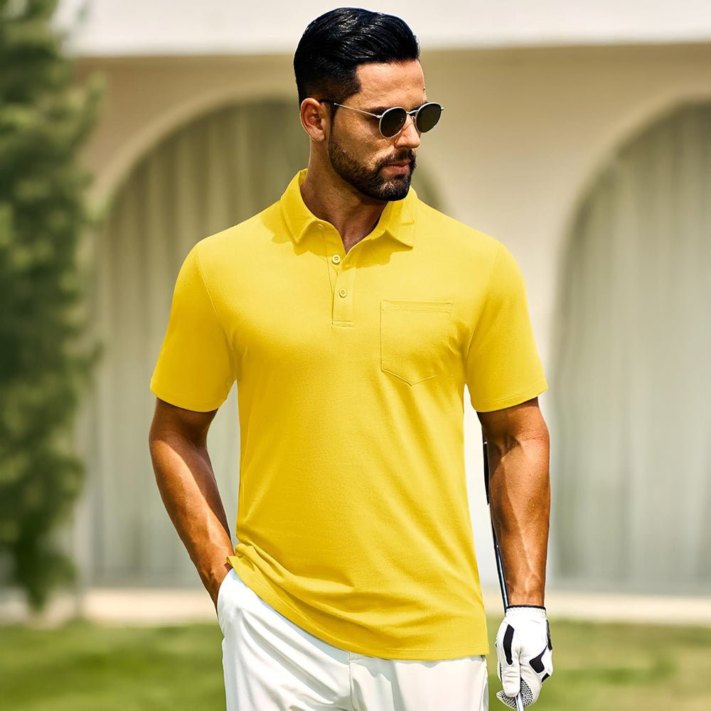 Men's Cotton Polo Shirts - Breathable Short Sleeve Golf Tee