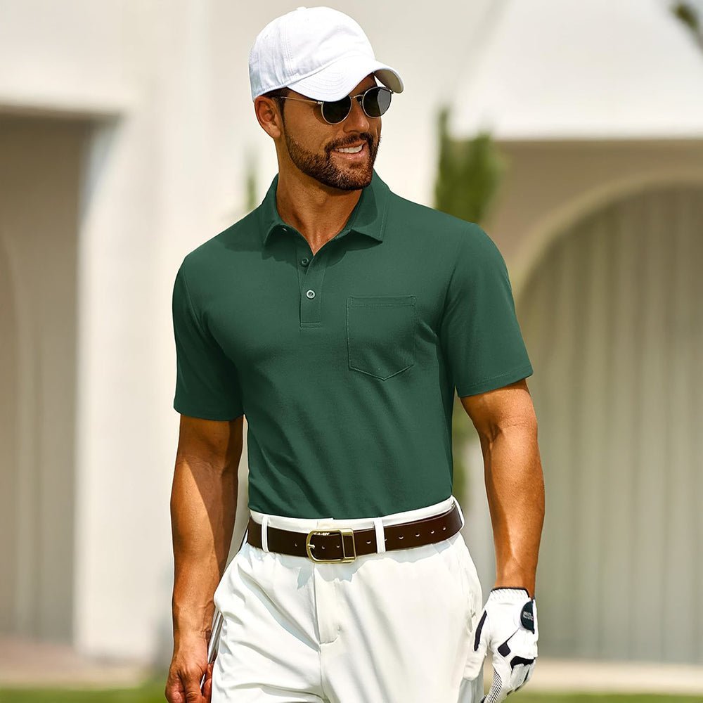 Men's Cotton Polo Shirts - Breathable Short Sleeve Golf Tee - veyora
