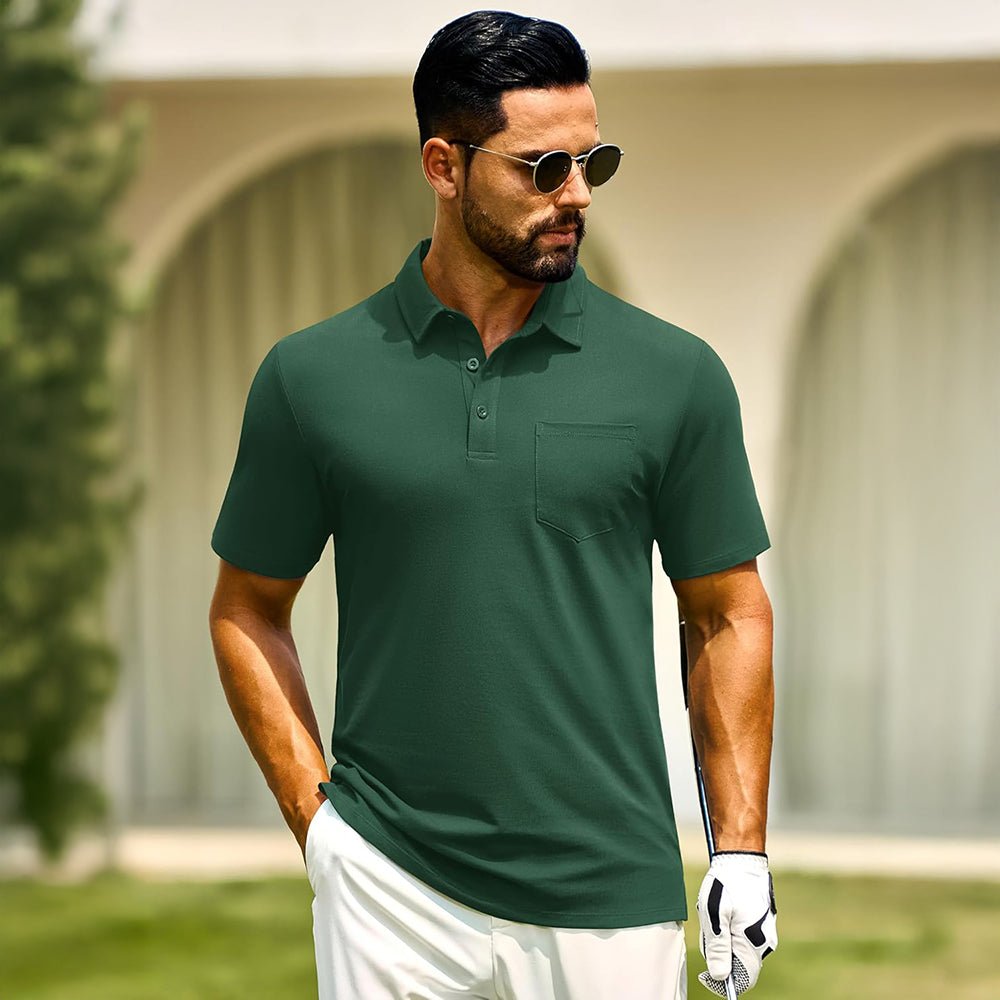 Men's Cotton Polo Shirts - Breathable Short Sleeve Golf Tee