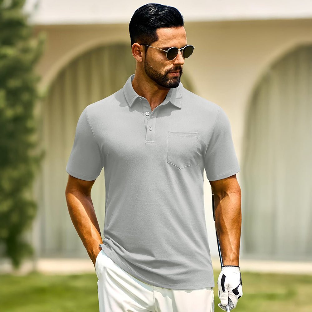 Men's Cotton Polo Shirts - Breathable Short Sleeve Golf Tee