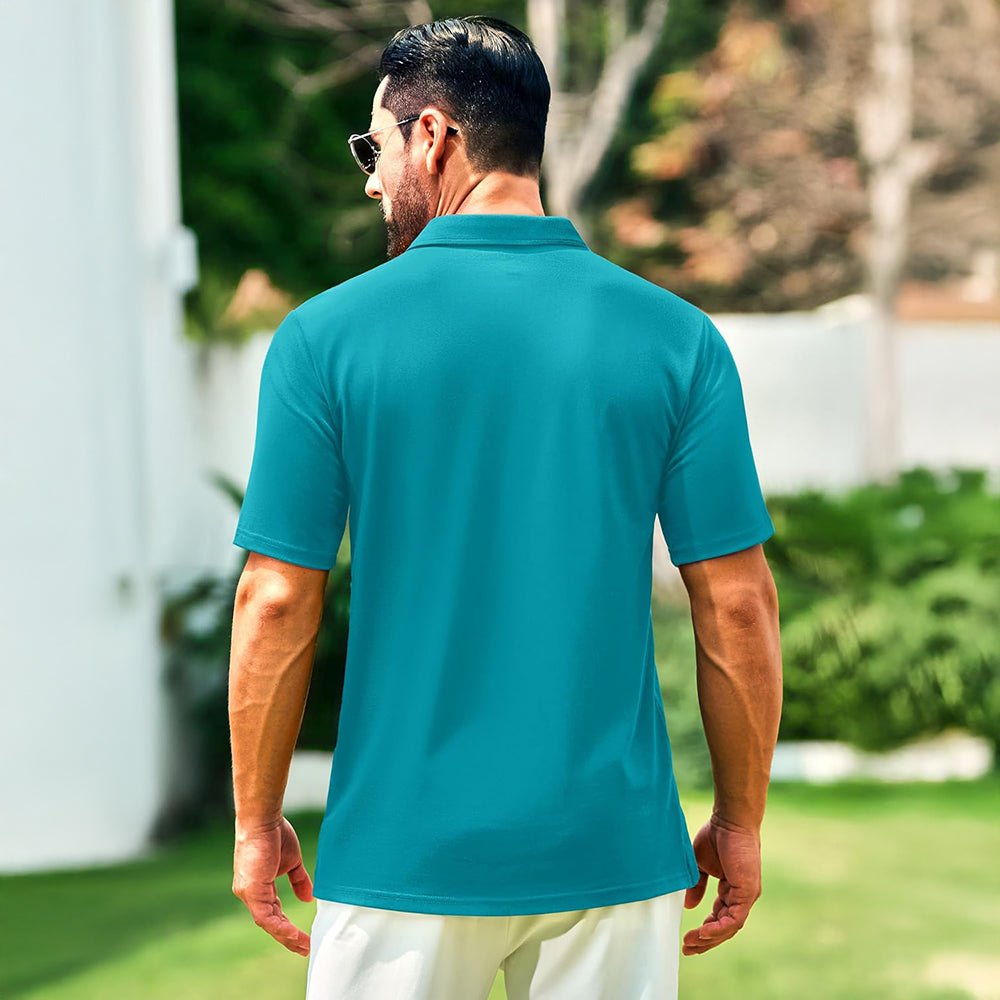 Men's Cotton Polo Shirts - Breathable Short Sleeve Golf Tee