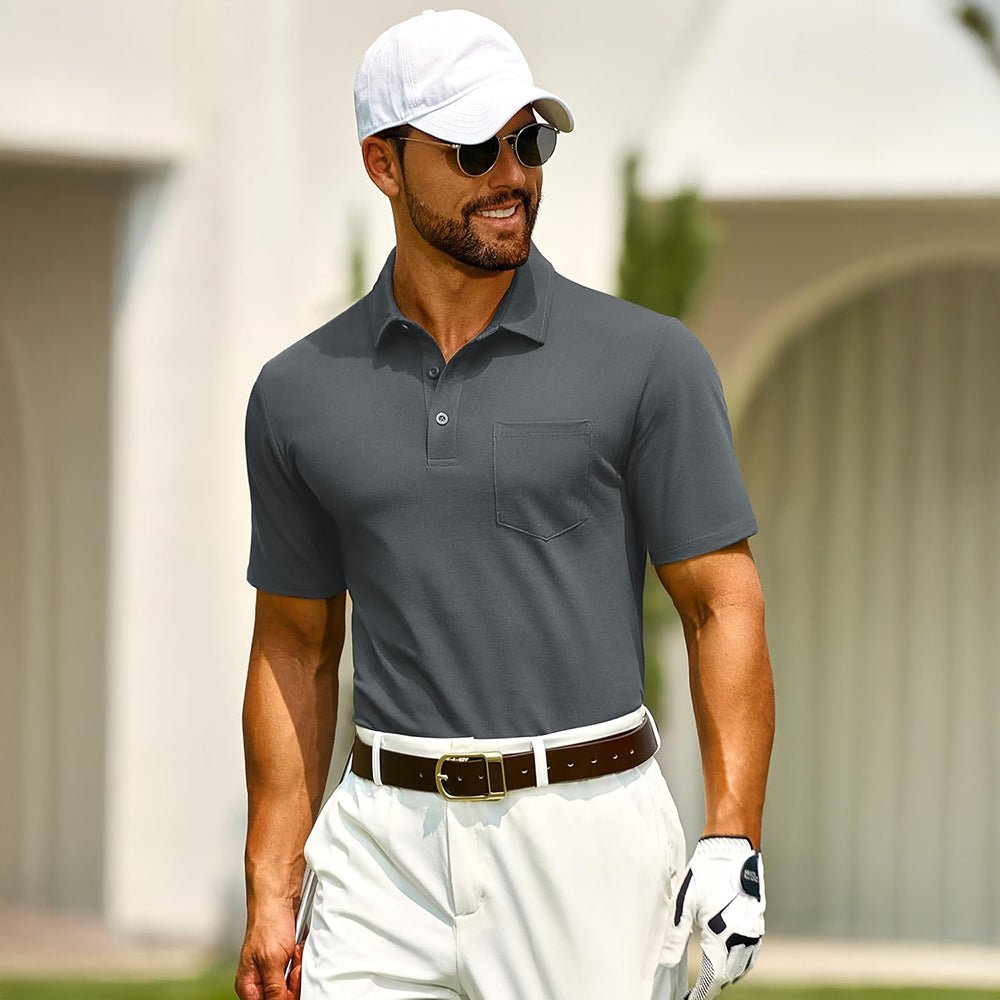 Men's Cotton Polo Shirts - Breathable Short Sleeve Golf Tee - veyora