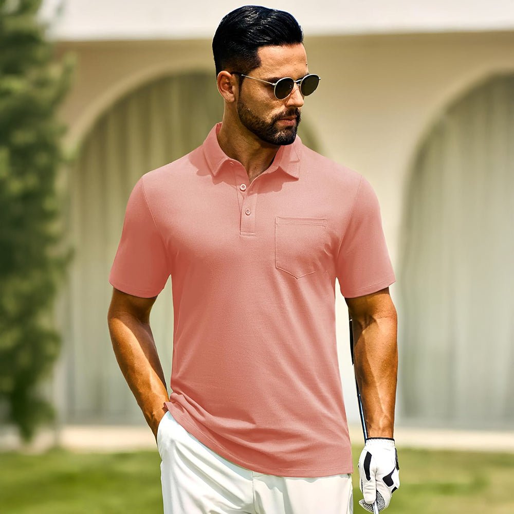 Men's Cotton Polo Shirts - Breathable Short Sleeve Golf Tee