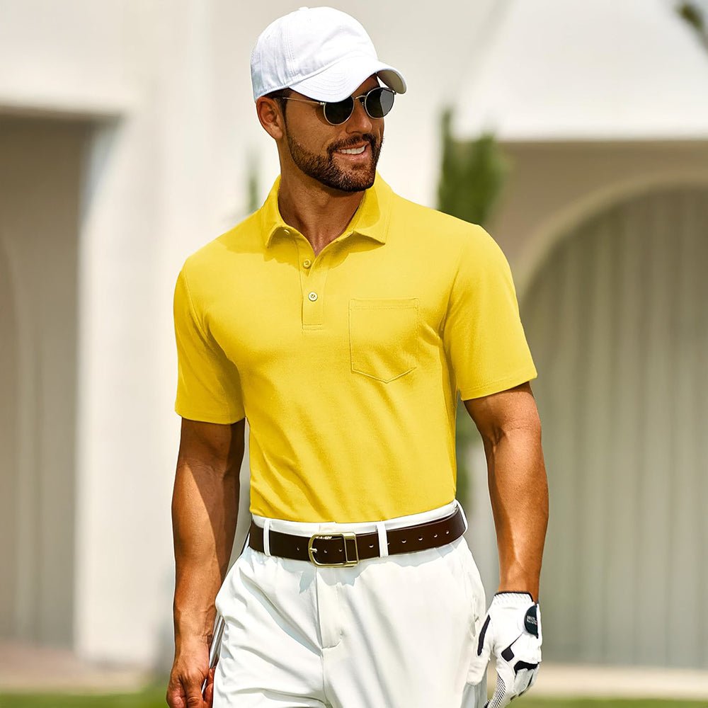 Men's Cotton Polo Shirts - Breathable Short Sleeve Golf Tee
