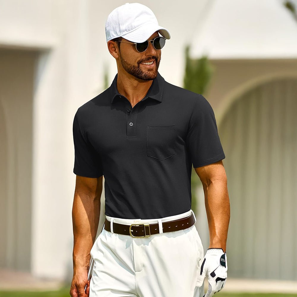 Men's Cotton Polo Shirts - Breathable Short Sleeve Golf Tee - veyora