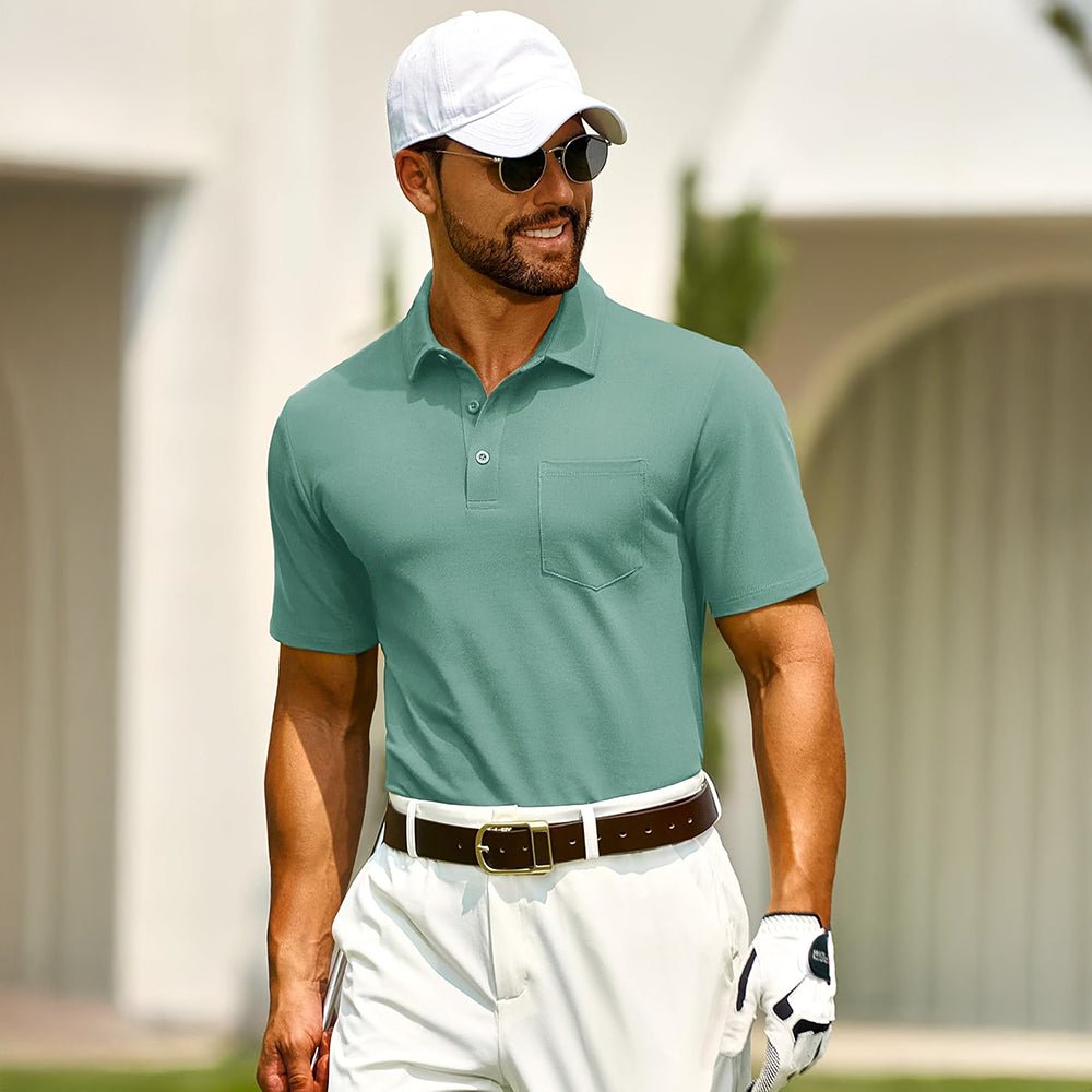 Men's Cotton Polo Shirts - Breathable Short Sleeve Golf Tee