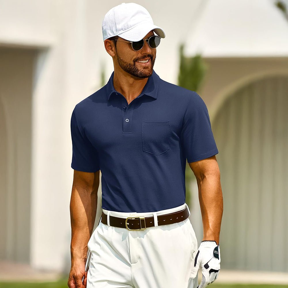 Men's Cotton Polo Shirts - Breathable Short Sleeve Golf Tee - veyora