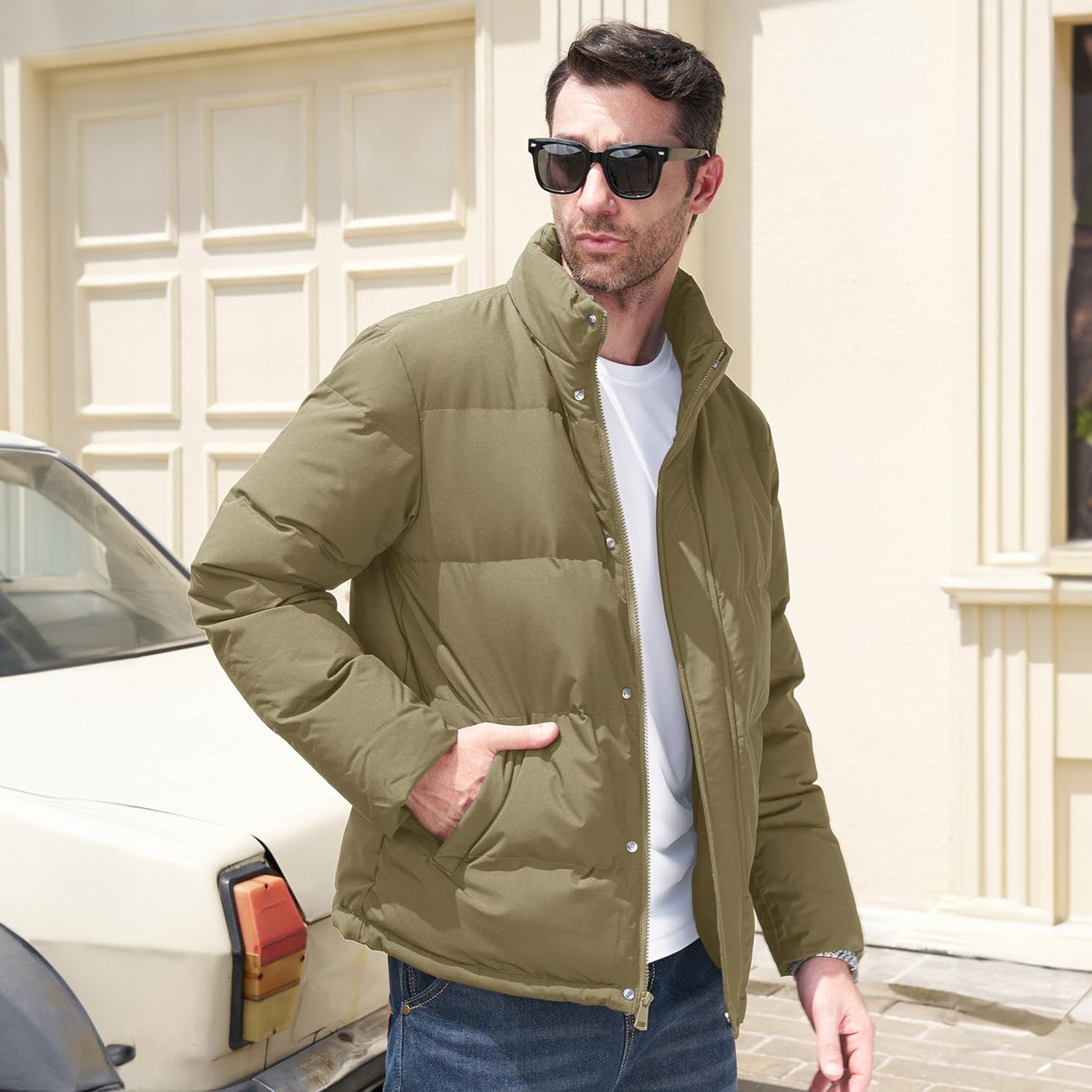 Men's Warm Down Puffer Jacket, Water - Resistant & Windproof - veyora