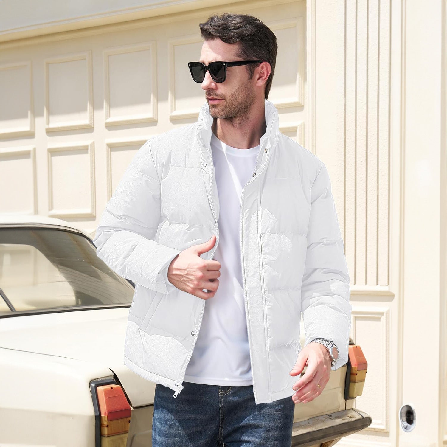 Men's Warm Down Puffer Jacket, Water - Resistant & Windproof - veyora